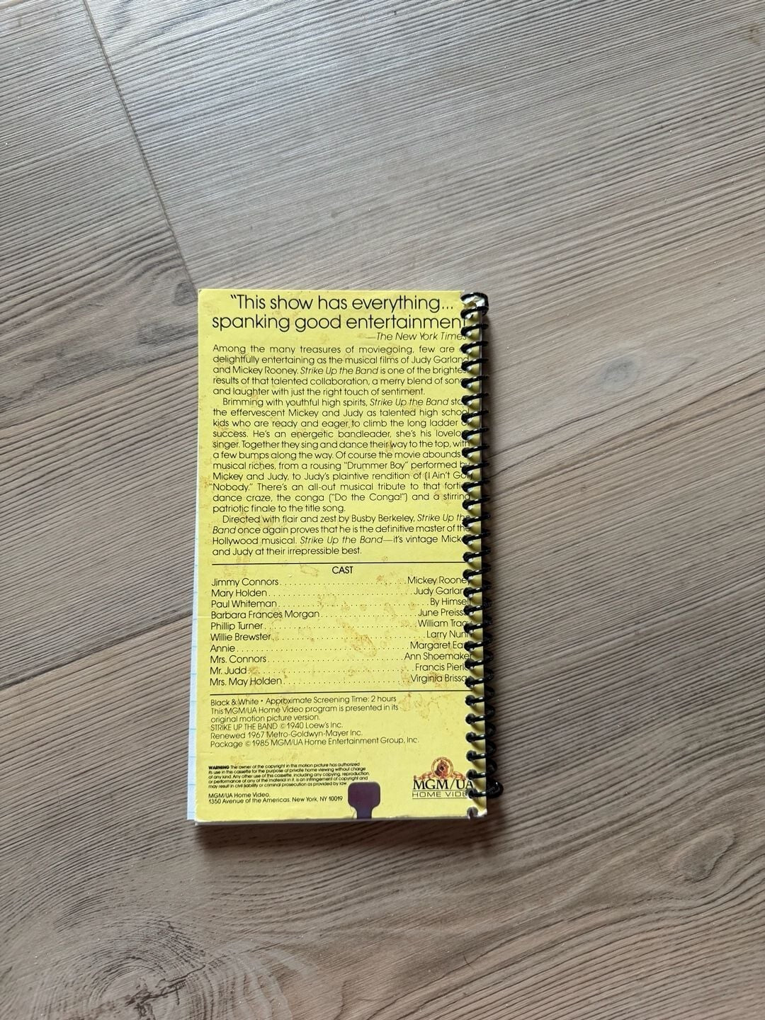 Upcycled Strike Up The Band Movie VHS Case Spiral Bound Notebook