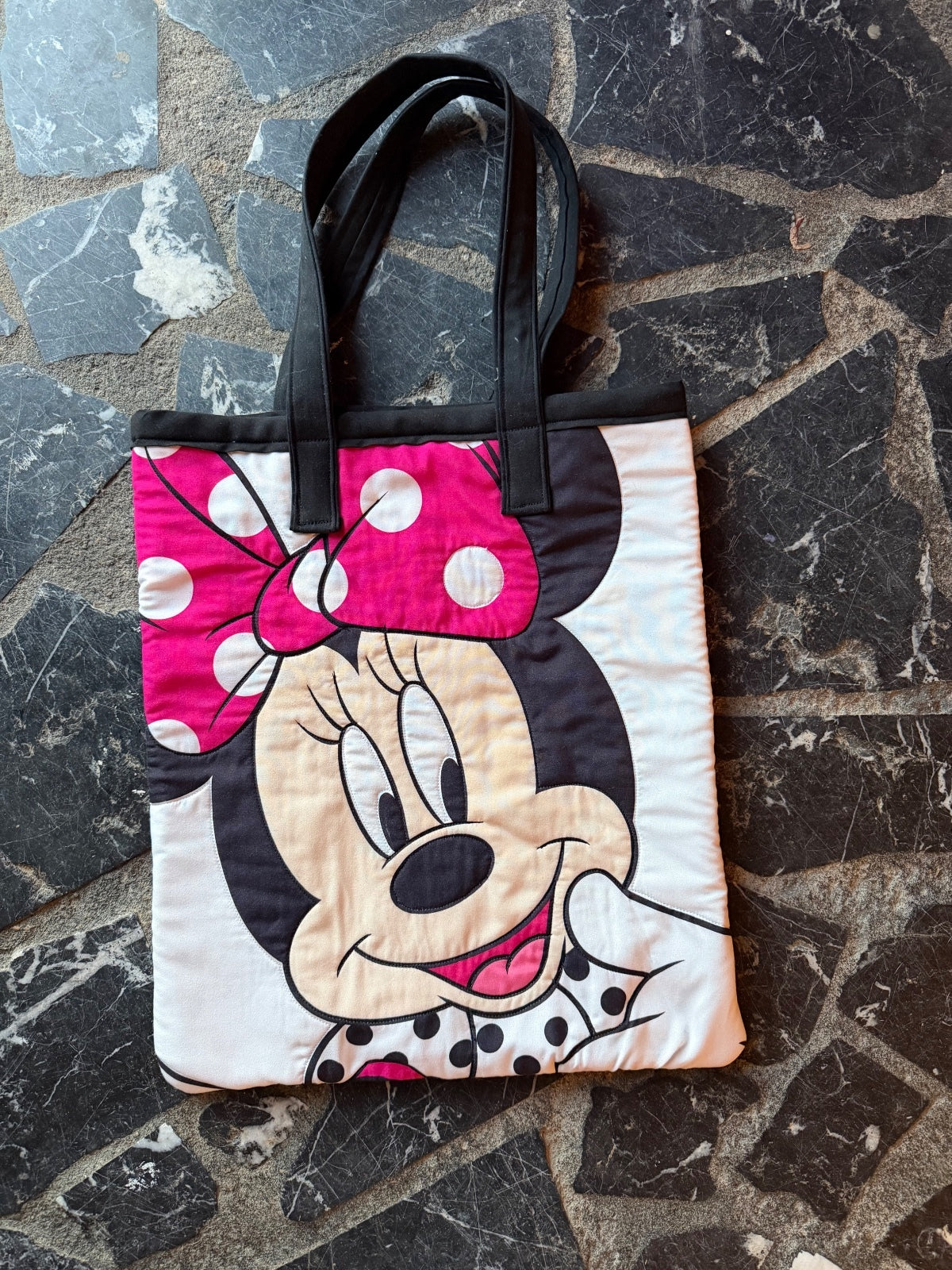 Disney Minnie Mouse Quilted Tote Bag with Polka Dot Bow Design