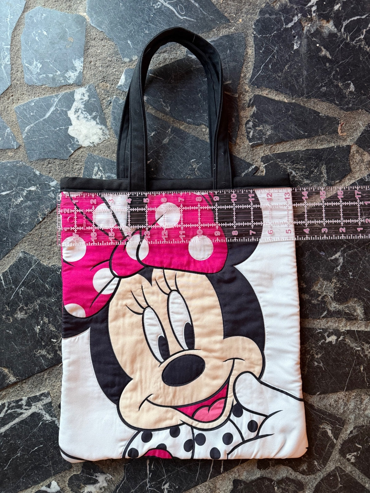 Disney Minnie Mouse Quilted Tote Bag with Polka Dot Bow Design