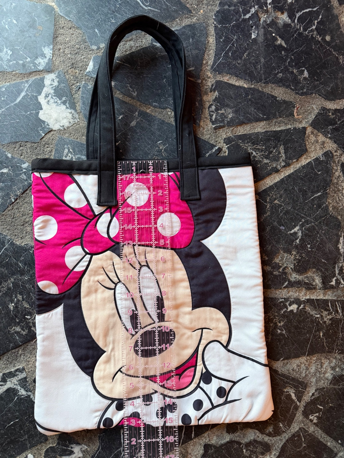 Disney Minnie Mouse Quilted Tote Bag with Polka Dot Bow Design