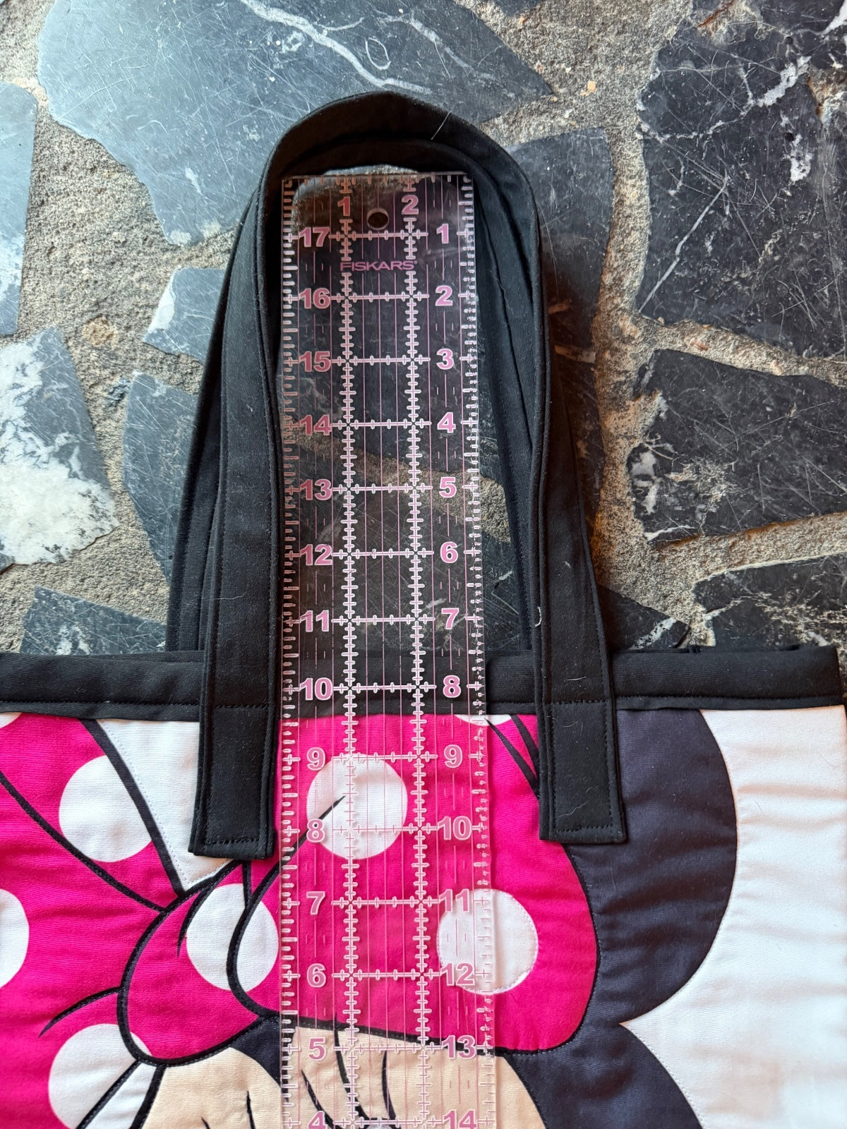 Disney Minnie Mouse Quilted Tote Bag with Polka Dot Bow Design