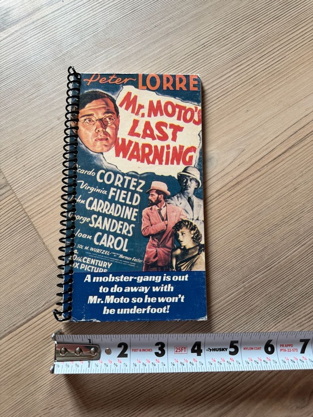 Upcycled Mr. Moto's Last Warning 1939 Movie VHS Cover Spiral Bound Notebook