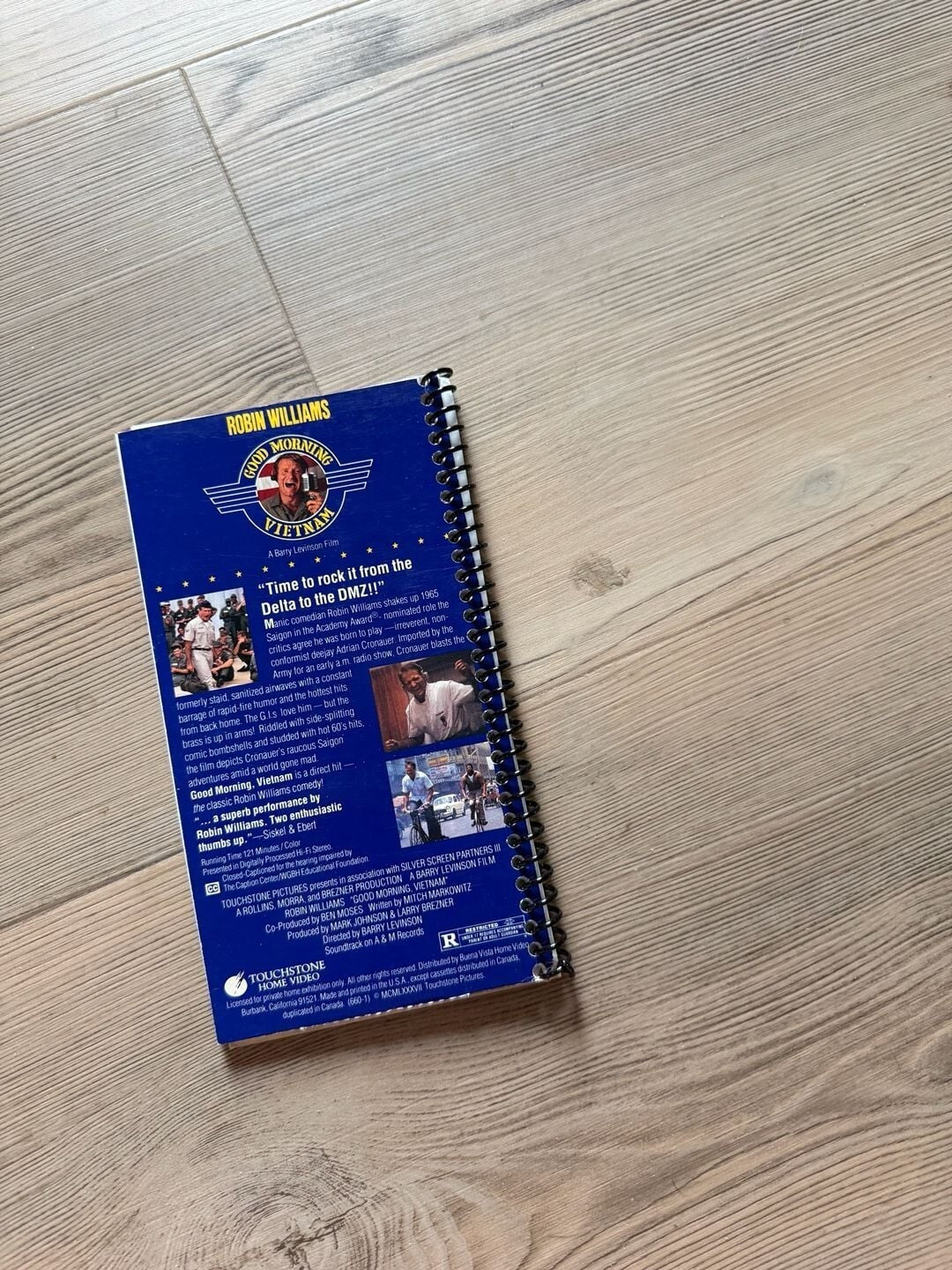 Good Morning, Vietnam Robin Williams Movie VHS Upcycled Spiral Bound Notebook