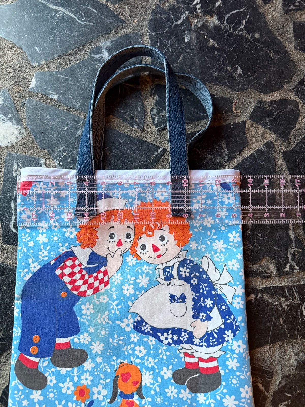 Vintage Style Raggedy Ann & Andy Print Tote Bag